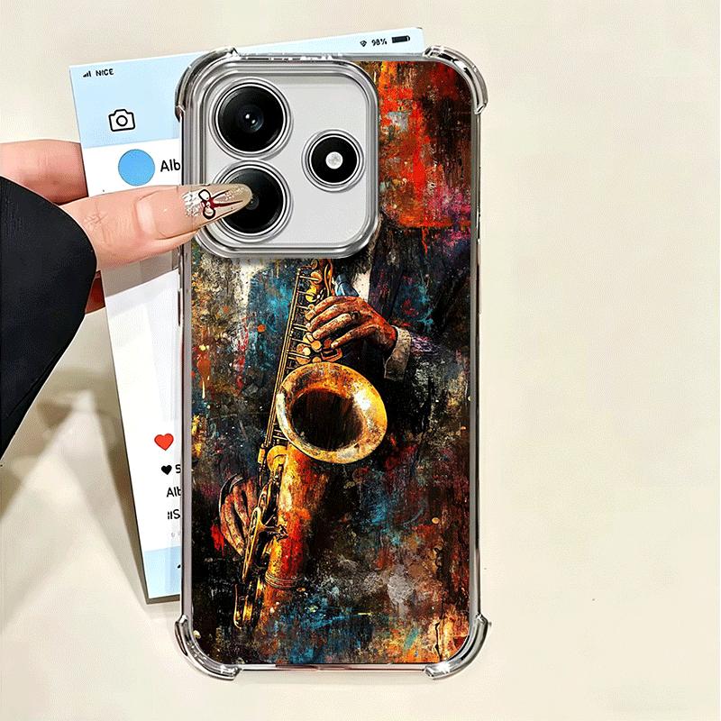 Saxophone Instrument Music Soft Phone Case For Xiaomi Poco X7 X8 Pro Max X6 X5 X3 F8 Ultra F7 M8 M7 M5S Redmi 15C 15A 15 14C 13C