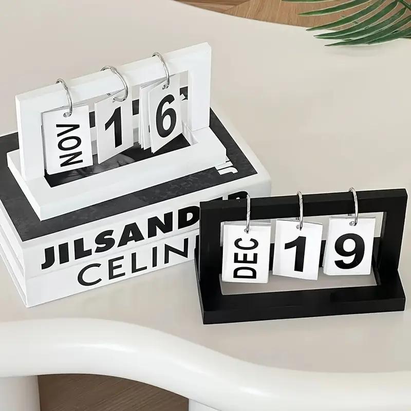 Ins Minimalist Style Living Room Office Decoration Wooden Calendar Ornament Modern Desk Accessories Simple Home Decor Crafts Gift