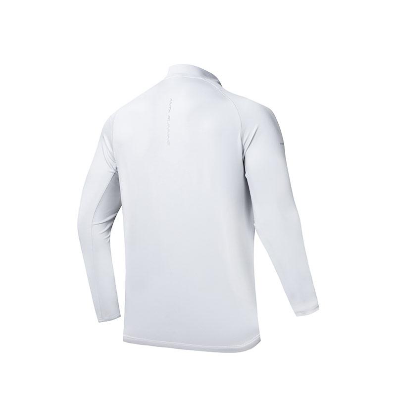 Anta Running Series Sports Pullover Solid Color Long Sleeve T-Shirt Men Tops Clear-Wind-Gray 952435402-5