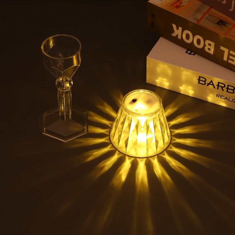 Mini Crystal Table Lamp Color Changing Battery Bedsides Lamp Night Light For Table Dinner Bar Bedroom Party Christmas LED Night