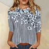 3/4 Sleeve Tops For Women T-Shirt Casual  Print Tops T Shirt Round Neck Pullover Blouse