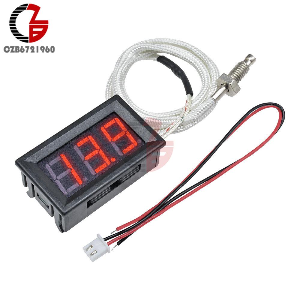 -30~800 Degree LED Digital Thermometer DC 12V Temperature Meter M6 K-Type Thermocouple Pyrometer Thermal Detector Tester Monitor