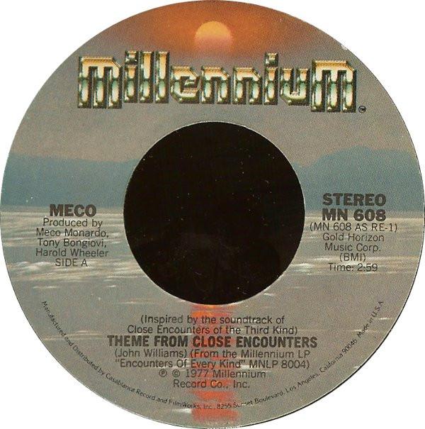

7inch Record MECO Theme From Close Encounters MN608 MILLENNIUM 1977 US SoulFunk Used