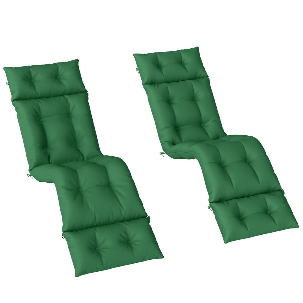 Set of Two 190 x 56cm Sun Lounger Cushions - Green