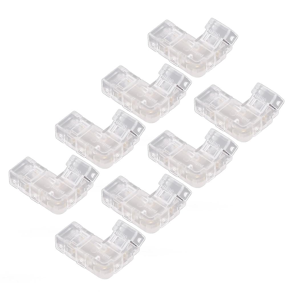 8Pcs 2 Pin 5mm COB LED Strip Light Connectors L Shaped Transparent Gapless Connectors Solderless