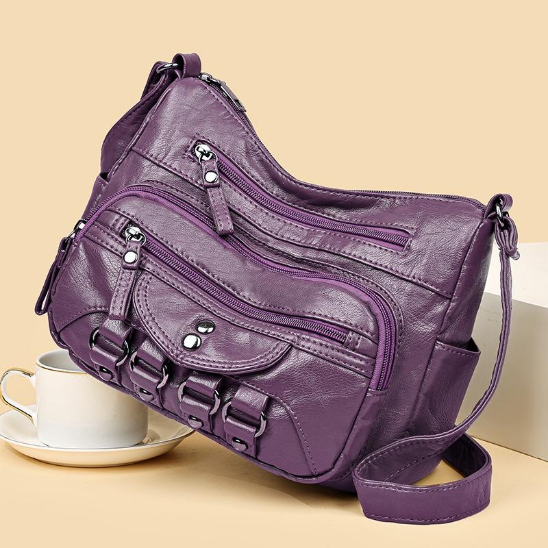 Gewebte Mehrschichtige Weiche Leder Schulter Crossbody Tasche