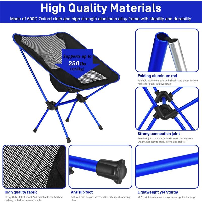 Outdoor Folding Beach Chair Camping Light Moon Chair Aviation Aluminium Pipe Lazy Fishing Chair Folding Chair Gaming Chair