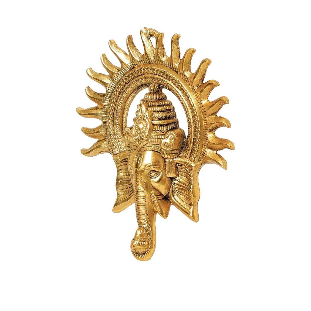 Metal Ganesha Ji Statue,Ganpati Wall Hanging Sculpture Lord Ganesh Idol Lucky Feng Shui Wall Decor Your Home,