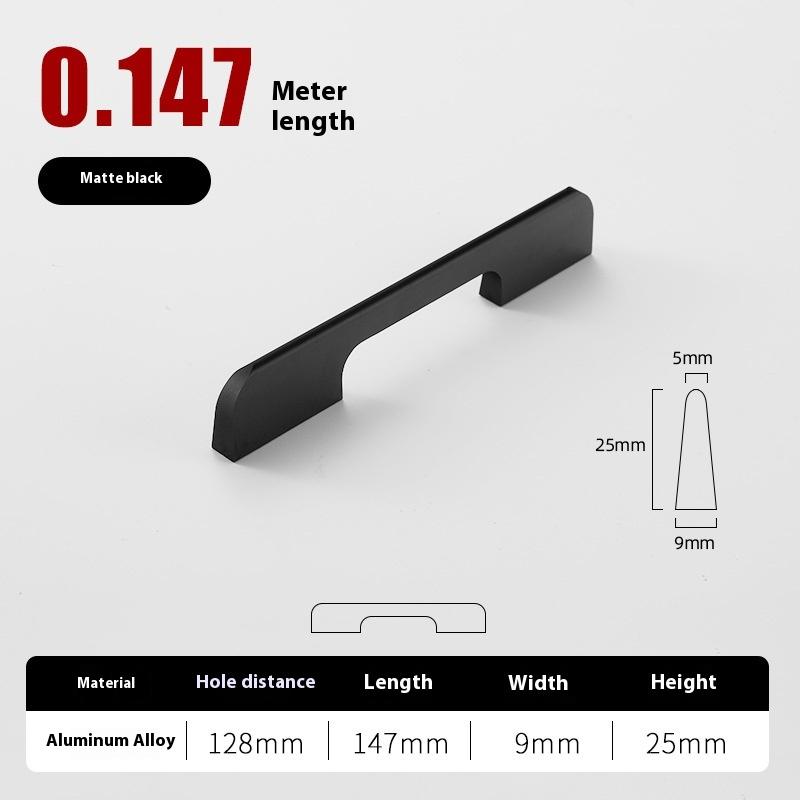 Solid Black Lengthening One Meter Cabinet Long Handle Modern Simple Lengthening Cabinet Door Handle