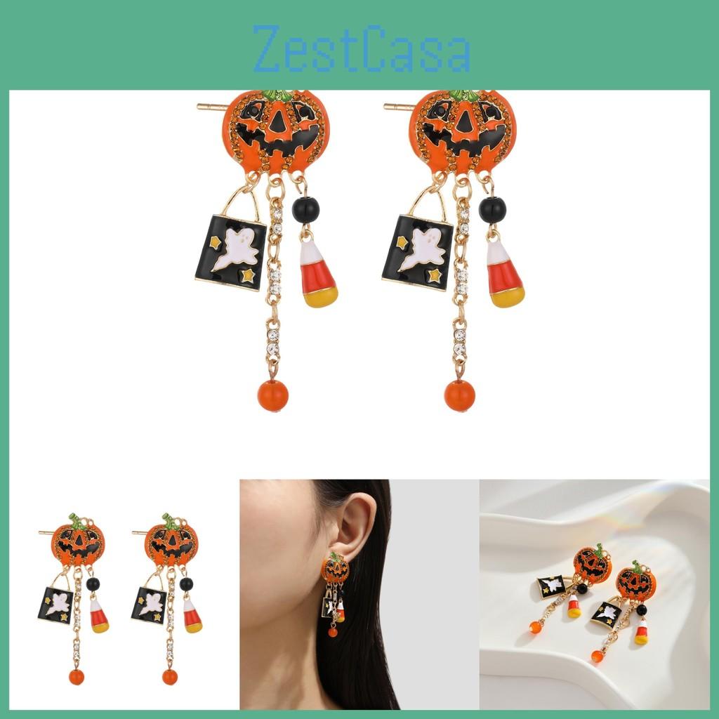 Halloween Pumpkin Stunning Ghost Earrings With Elegant Tassels And Sparkling Zircon Women For