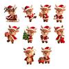Christmas Tree Hanging Decorations Elk Ornaments, 2D Flat Wooden Cute Reindeer Decoration, Cartoon Holiday Ornaments for Home Deer Pendants