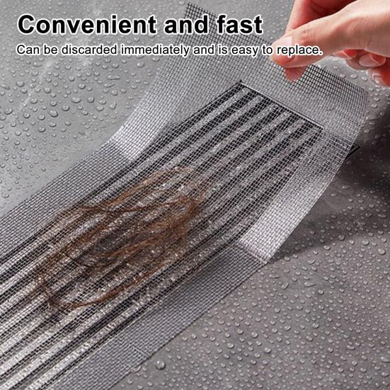 1 Roll Disposable Hair Drain Stickers Waterproof Fiberglass Floor Drain Sticker Mesh Filter Hair