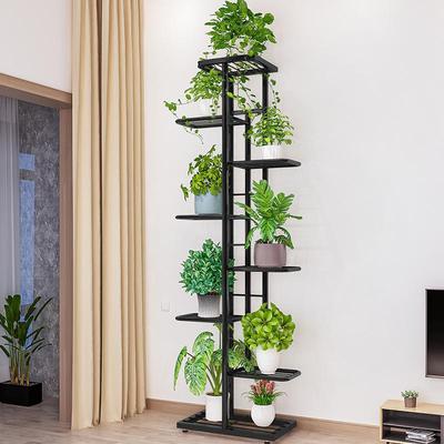 8patrový stojan na květiny, vnitřní/venkovní kovaný železný regál na 9 květináčů, dekorace na balkon a do obývacího pokoje, jednoduchý design, závěsný držák na pothos.