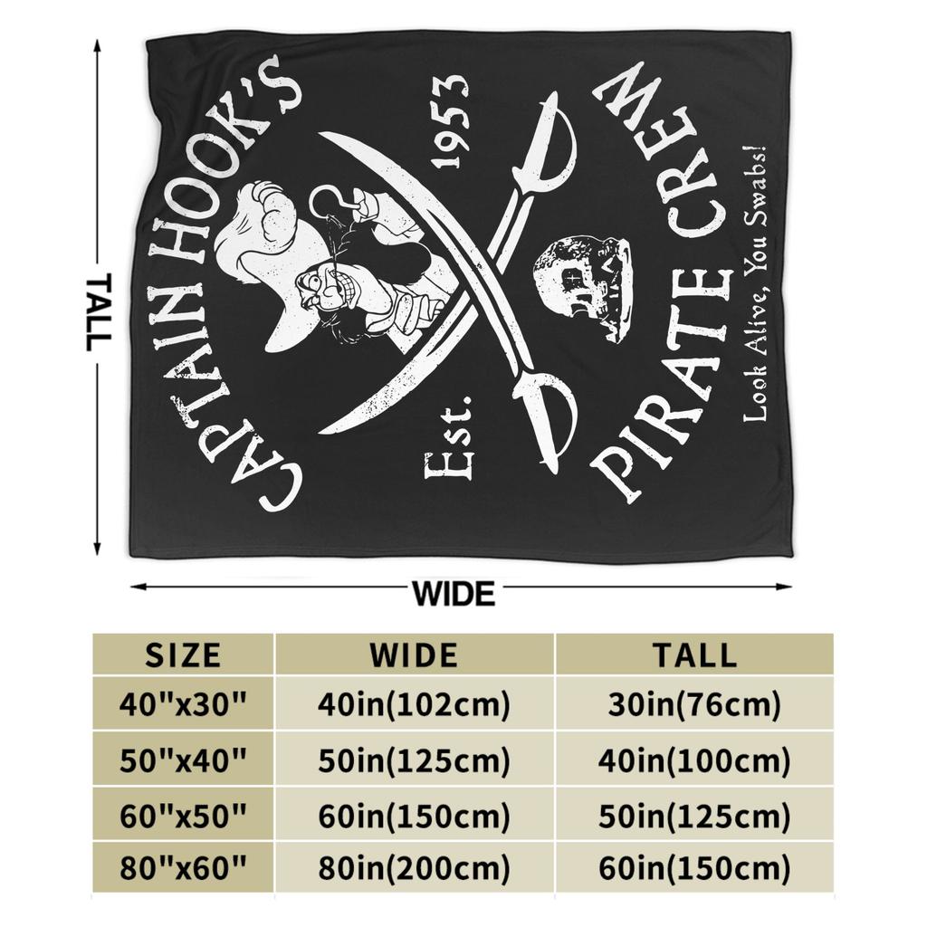 Villains Captain Hook Pirate Crew Flannel Blankets Est 1953 Logo Customized Throw Blanket for Home 150*125cm Bedspreads