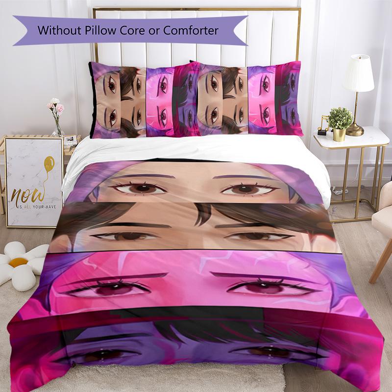 Set Biancheria da Letto KPOP Hunter 3 Pezzi Copripiumino Chiusura Include 1 Copripiumino & 2 Federe per Tutte le Stagioni Camera da Letto Casa Arredamento Stanza del Dormitorio