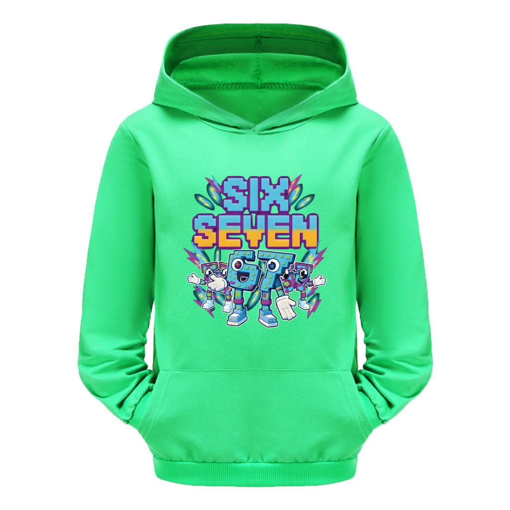 5220 Kinder Jungen Mädchen Steal a Brainrot 67 Six Seven Bedruckter Freizeit-Langarm-Hoodie Top