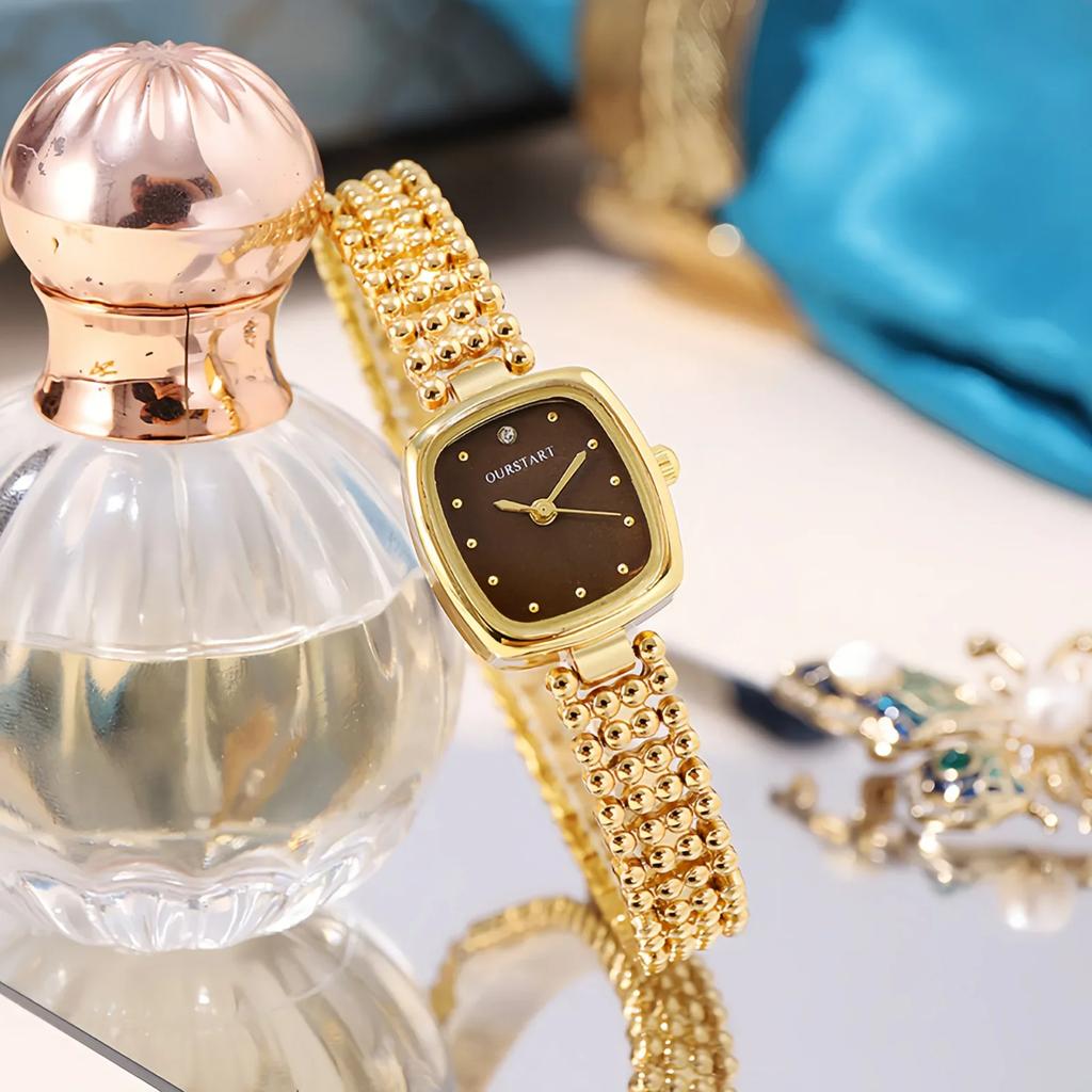 Wysokiej Jakości Damskie Zegarki Bransoletki Luksusowe Damskie Kwarcowe Zegarki Naręczne z Paskiem z Ogniw Koralikowych Zegarek Damski Prezenty Zegarek Relógio Feminino