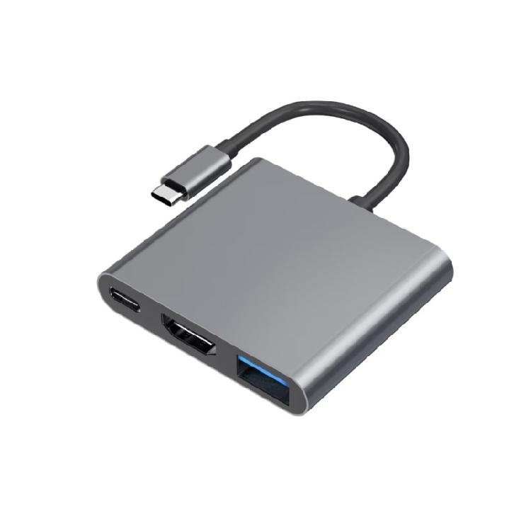 

USB C к HDTV Адаптер Многопортовый Хаб для Бесшовного Подключения Адаптер из Алюминиевого Сплава USB C Порт для Зарядки для Зарядки серый