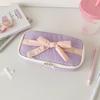 Candy Color Ballet Style Soft Pencil Case Girl Bowknot Stationery Storage Bag High-Value Vertical Pencil Case