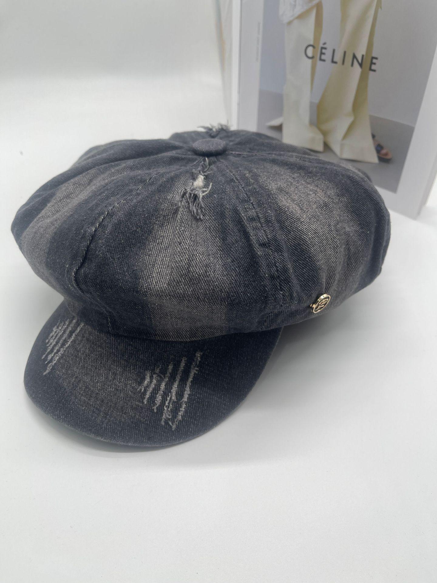 

На открытом воздухе ретро литературная атмосфера Берет женский весна Американская горячая девушка стирка постепенное изменение моды универсальный большой окружность головы шоу M（56-58cm） чёрный