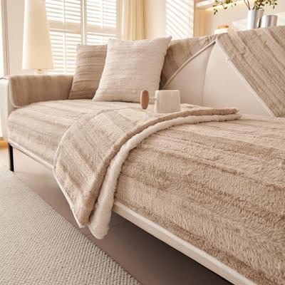 Winter Velvet Sofa Cushion Thickened Non-Slip Living Room Sofa Set Luxury Sofa Armrest Backrest Dust Decorative Pillow Cover