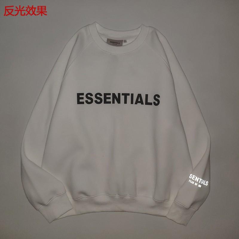 ESSENTIALS Felpa Girocollo Oversize con Lettere 3D Riflettenti Uomo Donna Streetwear Casual
