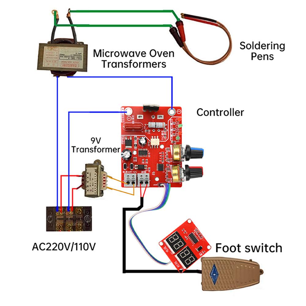 NY-D01 40A 100A Spot Welder Control Board Kit Digital Display Spot Welding Machine Time And Current Control Module AC 110/220V