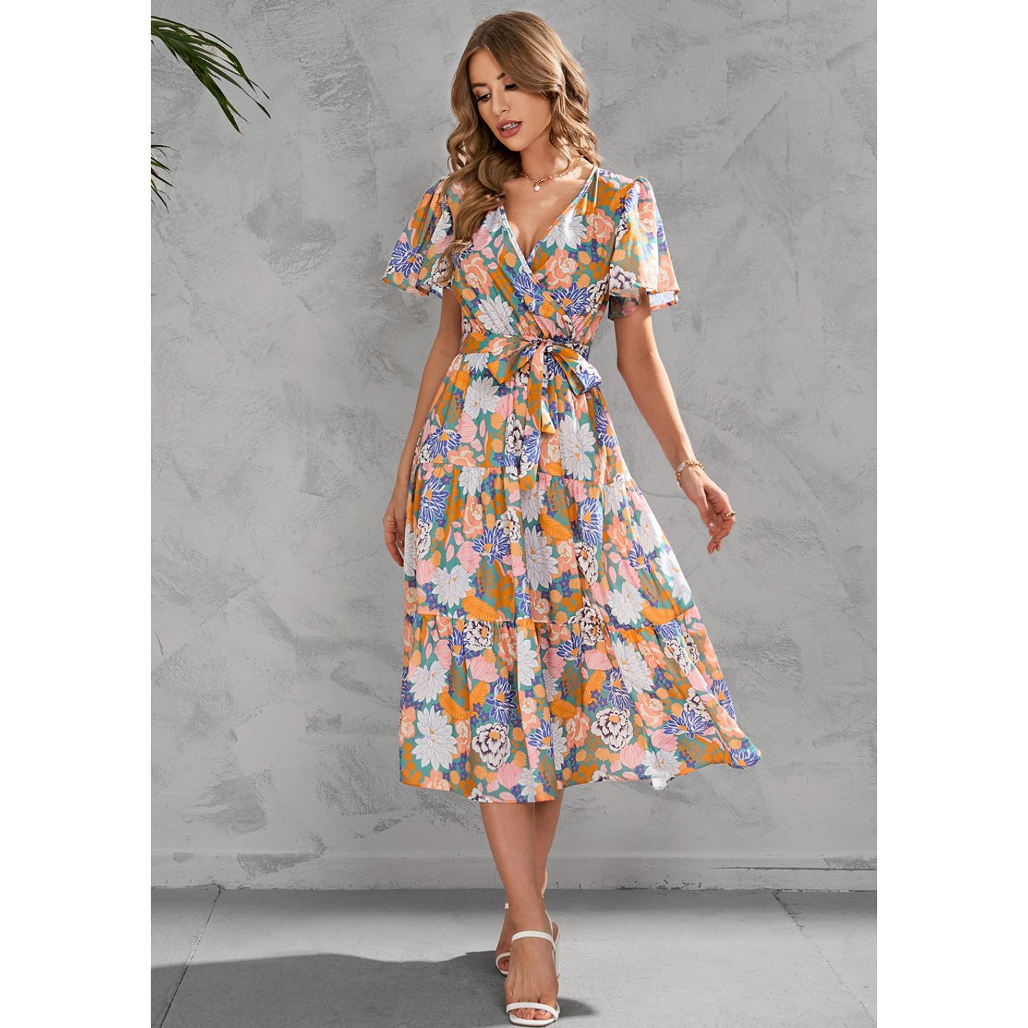 

2025 Новые модные тенденции платья весна-лето платья с принтом на талии модные женские 2XL