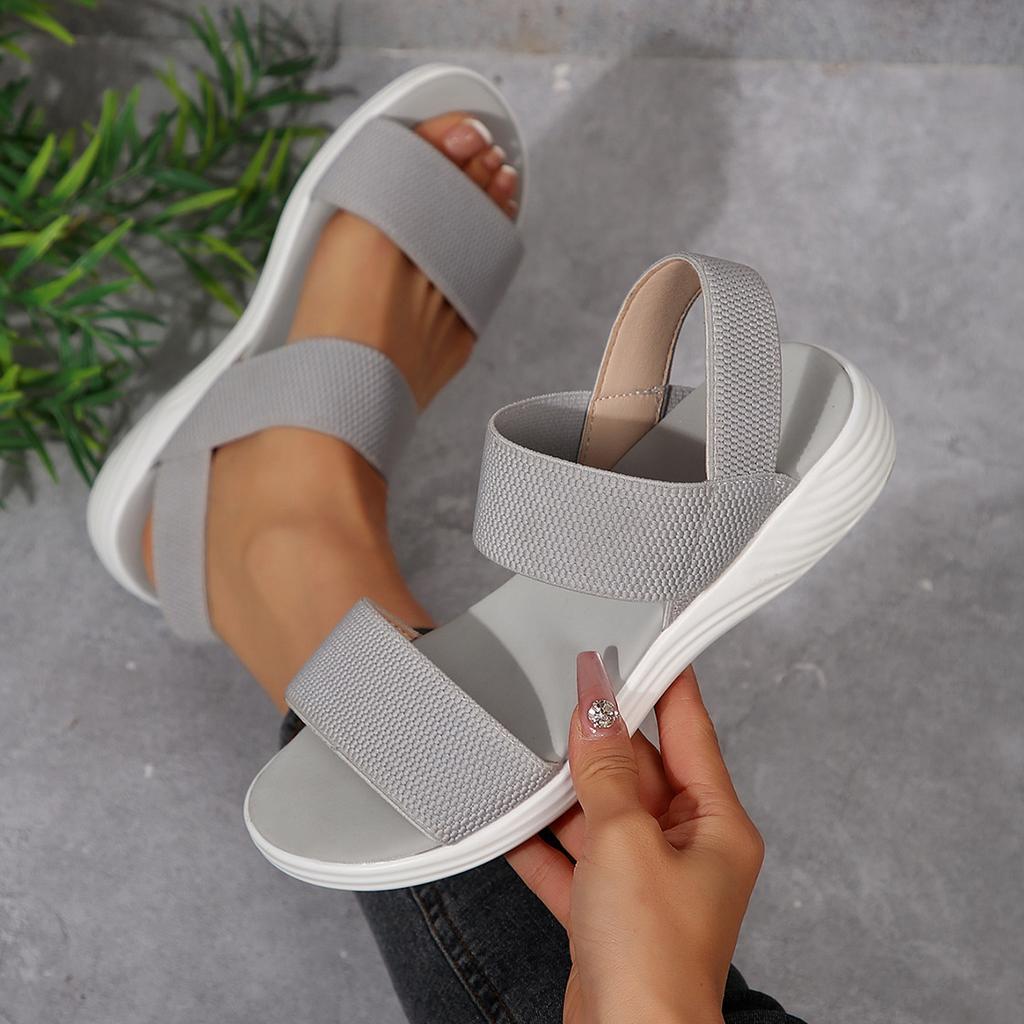 2025 summer casual plus size sandals elastic fly-woven open-toed sandals comfortable beach sandals women