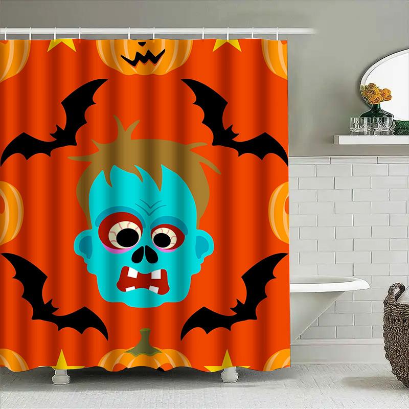 

Tuniu Cute Zombie Halloween Shower Curtain Funny Monster Graphic Spooky Home Decor Perfect For Kids & Adults W60H190(CM)-1 Pcs
