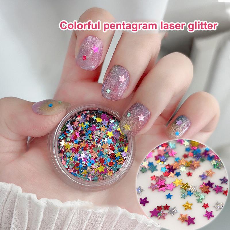 1Box Sparkle Nail Art Glitter Sequins Mixed Star Shaped Nail Sequins Paillette Flakes For Nail Art 3D Decals Accessories