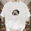 Unisexs Summer 100 Cotton 3D Cat Graphic Printed Fashion Sports and Leisure Loose Round Neck Short Sleeve Tshirt Top