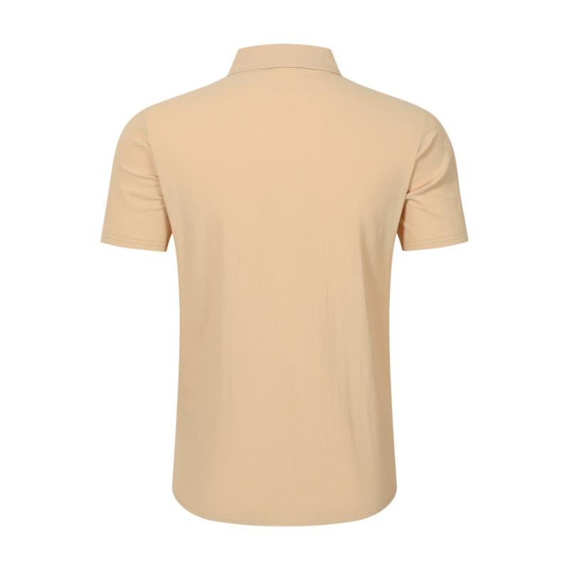 Men Short Sleeve Linen Blend Shirt With Chest Pocket Casual Summer Top