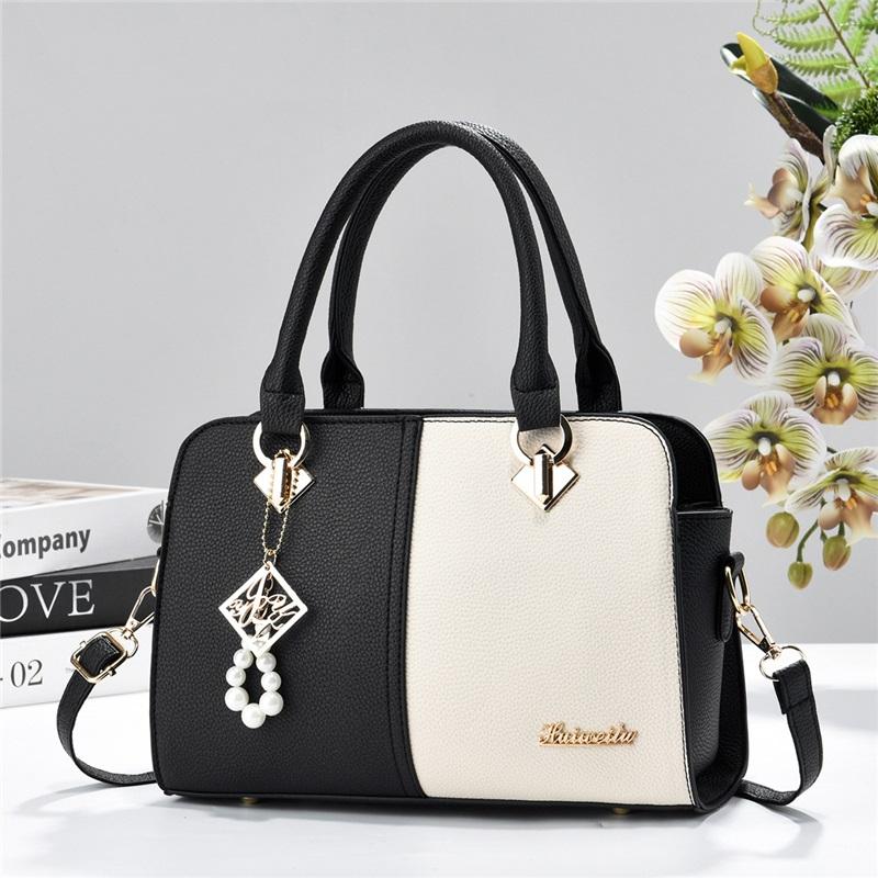 Women’s Spliced Color Block Minimalist Top Handle Bag, Fashion All-Match Shoulder Crossbody Purse
