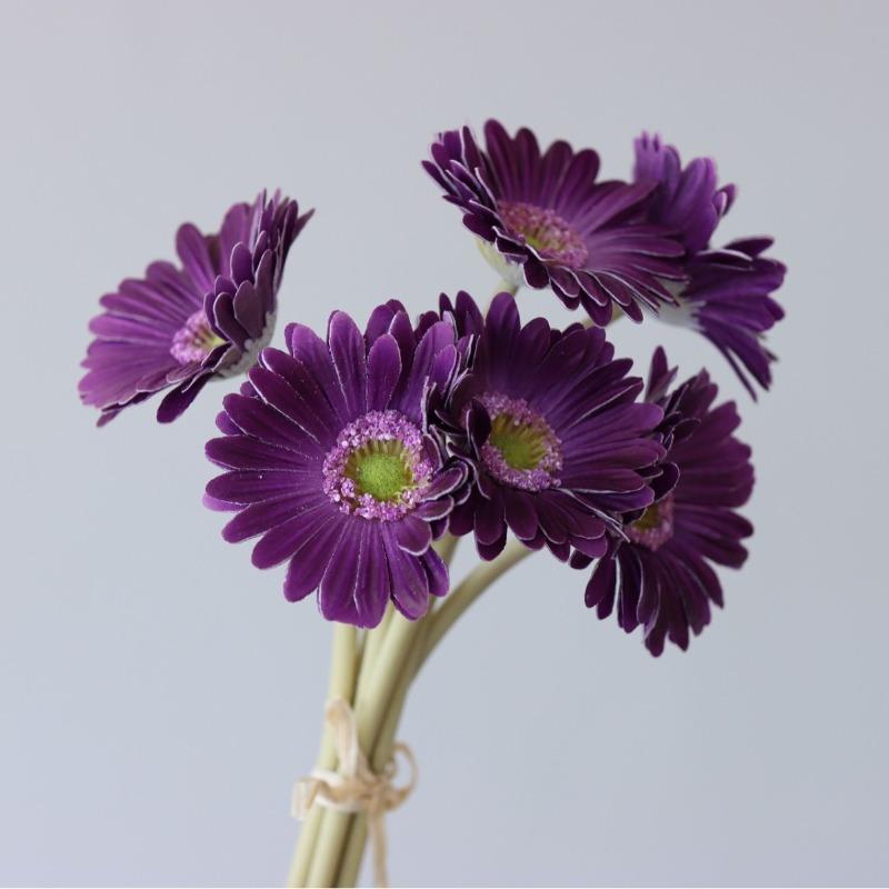 

2pcs Simulation Leaveless Gerberas PU Blue Flower Shopping Mall Decoration Artificial 6 Heads Gerbera Bundle Fake Flowers фиолетовый