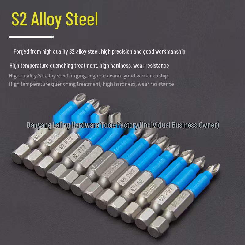 Blue S2 Steel Non-slip Magnetic Phillips Hex Bit Set
