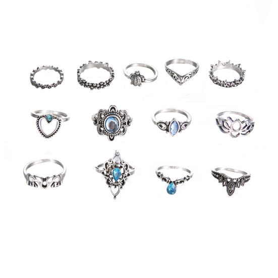 13 Stück Boho Hohl Stapelring Set Knöchel Midi Spitze Finger Party Damen Schmuck