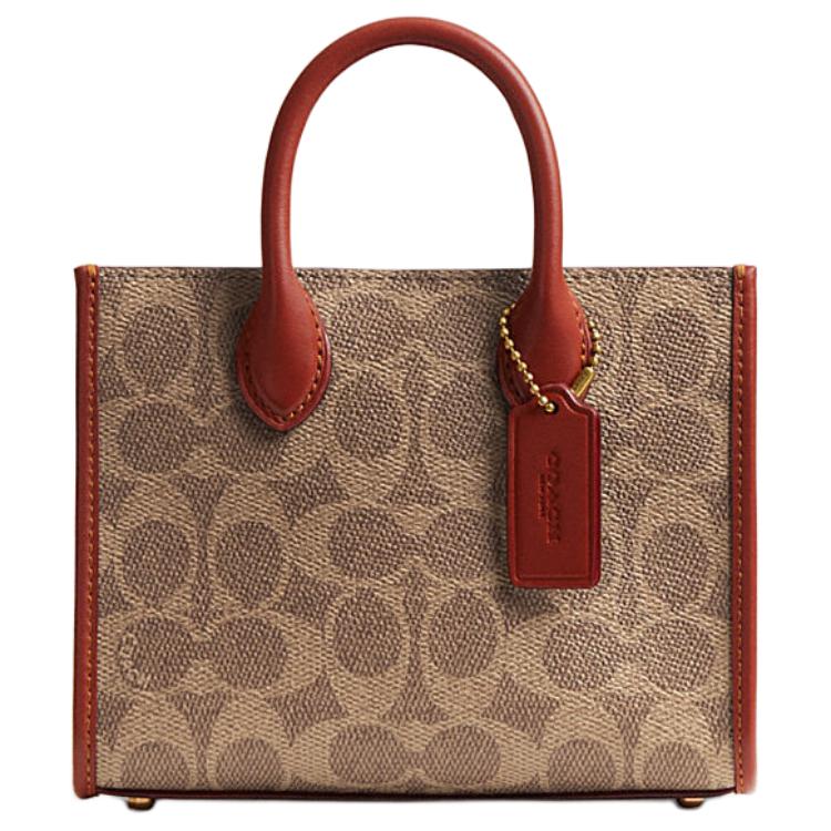 

Coach Ace 17 Classic Monogram Logo Tote Bag Shopping Bag Shoulder Crossbody Bag Coated Canvas With Refined Calfskin Handbag Small CT891-B4NQ4 Basic Set (Bag+Dust Bag)