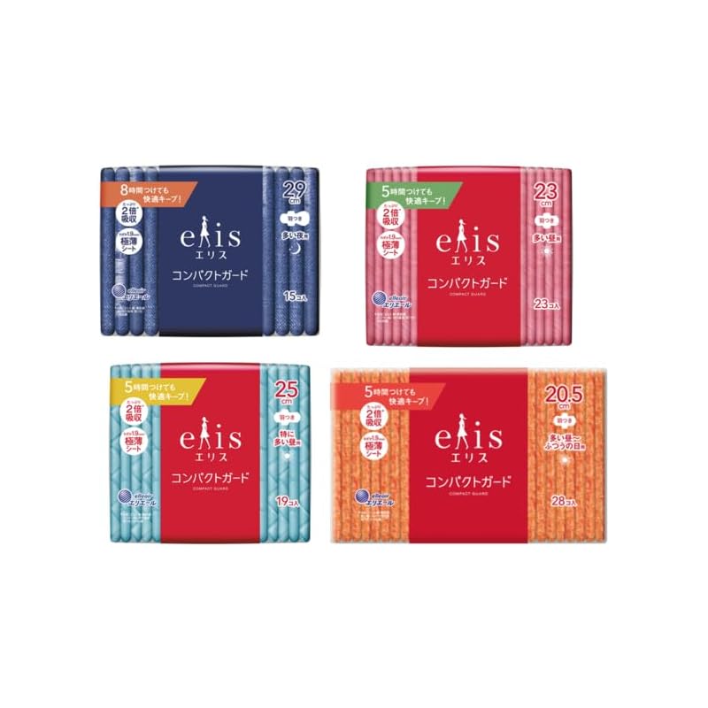 

Ellis compact guard With feathers (20.5-29cm) (For normal days to heavy nights) 1 piece each of 4 types [Bulk purchase]