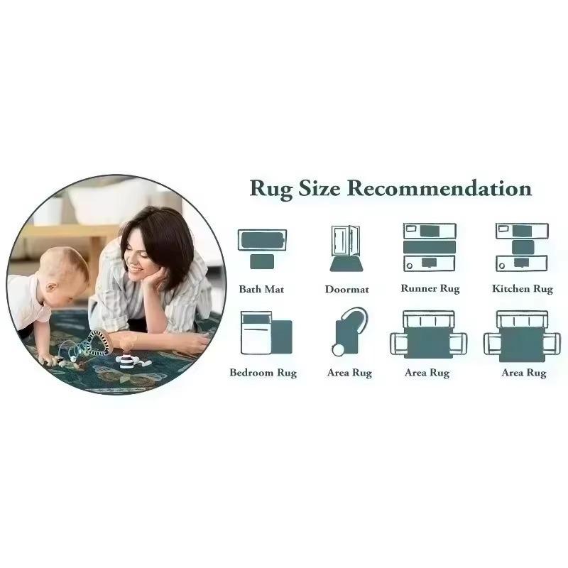 Waschbare Boho Teppiche Rutschfester Teppich für Wohnzimmer Schlafzimmer Küche Vintage Heimdeko Teppich Schlafzimmer Bettseite Weicher Teppich