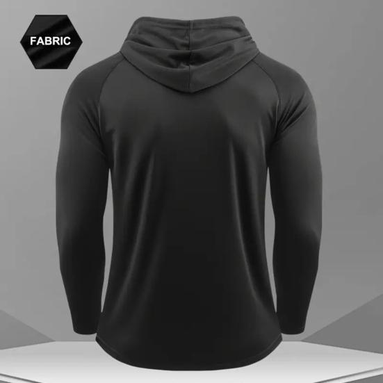 Herren Athletik Hoodie Schnelltrocknend Mit Kapuze Fitness Oberteil Slim Fit Langarm Trainings Pullover Laufshirt für Fitnessstudio Joggen Training