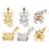 2 PCs Brass Ocean Jewelry Charms Gold Plated Clear Cubic Zirconia Crab Lobster Pendants For DIY Necklace Jewelry Making Findings
