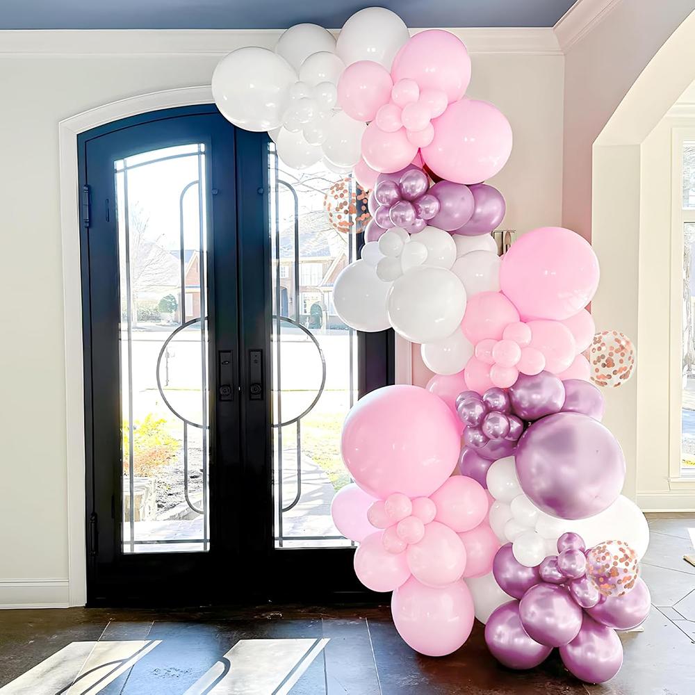Pink Balloon Arch Kit White Metallic Pink Confetti Balloons Garland Wedding Baby Shower Gender Reveal Birthday Party Decoration