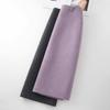 Women's High-Waisted Purple Wool Pencil Skirt - 2025 Autumn/Winter Fashion
