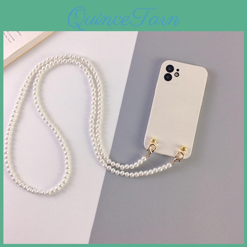 Lanyard Necklace Bracelet Crossbody Pearl Case For Iphone 13 12 11 Pro Max 13 12 Mini Pure Color Soft Silicone Tpu Cover For Iphone Xr X Xs 6 7 8 Plus