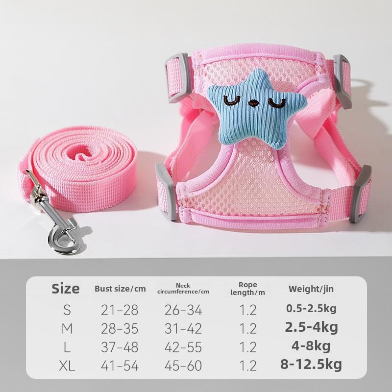 Summer Grid Breathable Leash Dog Chest Strap Vest Type Anti-bite Dog Chain Rope Dog Rope Pet Chest Back