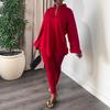 Knitted Set Trousers New Solid Color Multi-Color Pleated V-Neck Top Skinny Pants Fashion Temperament Two-Piece Outfit
