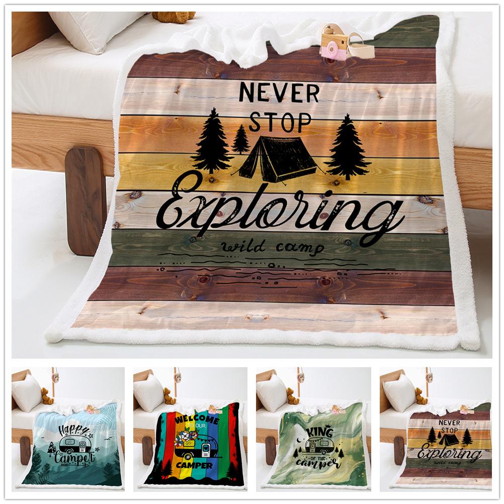 Blanket Camper Rv Striped Digital Printed Lamb Fleece Crystal Fleece Blanket