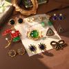 Vintage Flower Pearl Medieval Vintage Court Style Earrings with Zircon French Fashion Brooch Color-preserving Silver Needle