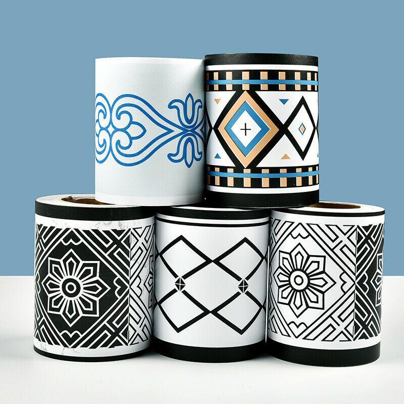 Durable Pvc Self-adhesive Wall Border Sticker Waterproof Vinyl Wallpaper Blackwhite 5/10m